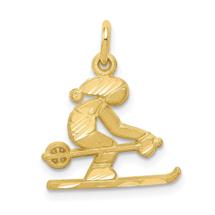 Million Charms 10K Yellow Gold Themed Diamond-Cut Skier Charm