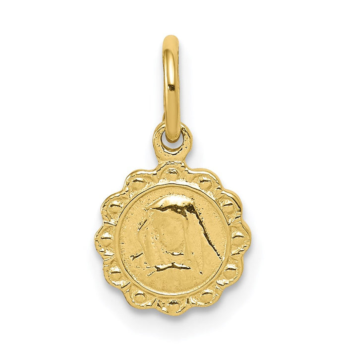 Million Charms 10K Yellow Gold Themed Solid Satin Polished Relgious Our Lady Of Sorrows Disc Pendant