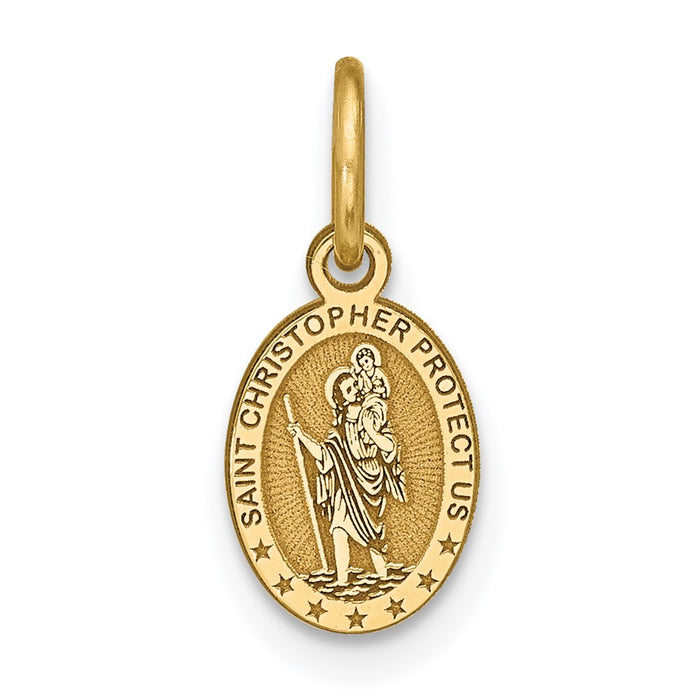 Million Charms 10K Yellow Gold Themed Solid Satin Polished Religious Saint Christopher Pendant