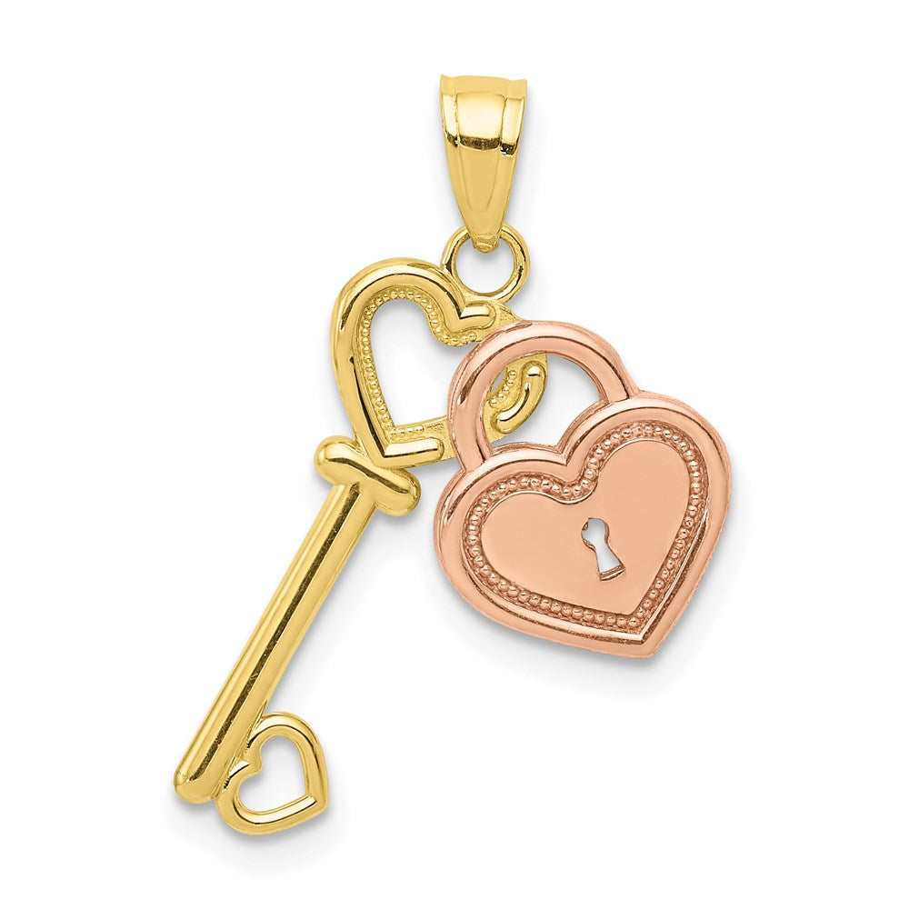 Million Charms 10K Two-Tone Heart & Key Charm