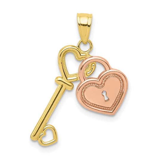 Million Charms 10K Two-Tone Heart & Key Charm