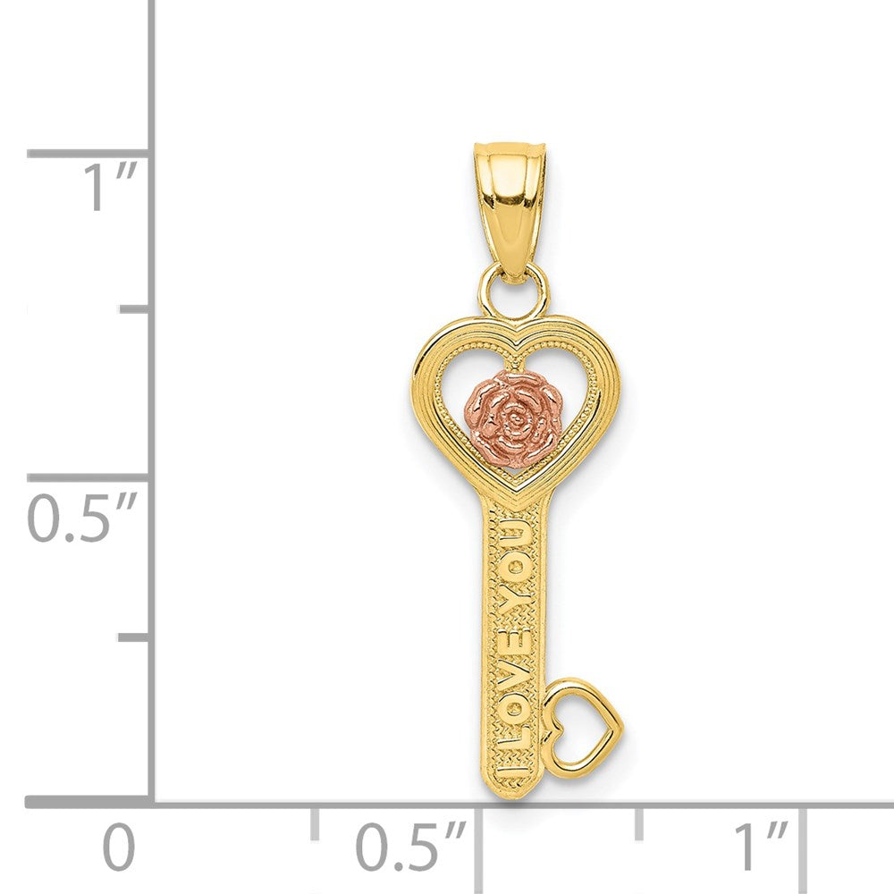 Million Charms 10K Two-Tone I Love You Key Charm