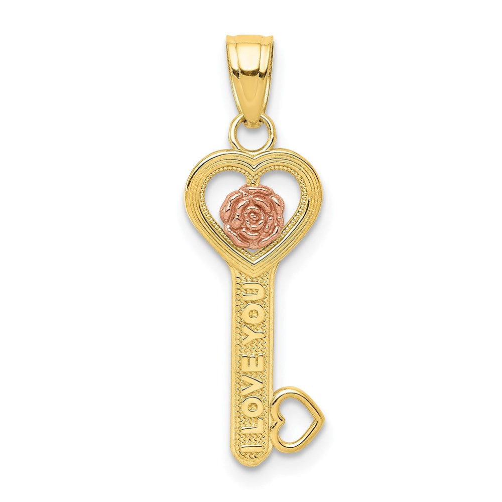 Million Charms 10K Two-Tone I Love You Key Charm