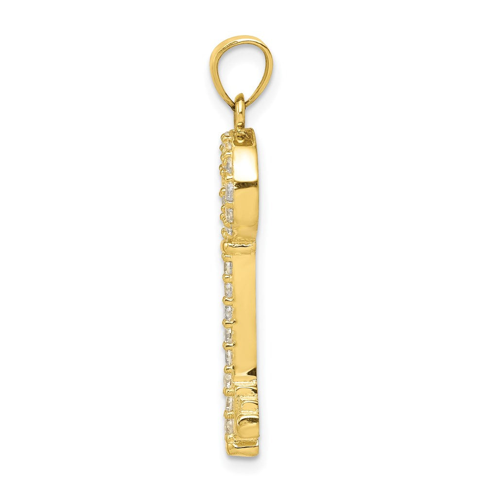 Million Charms 10K Yellow Gold Themed (Cubic Zirconia) CZ Key Pendant