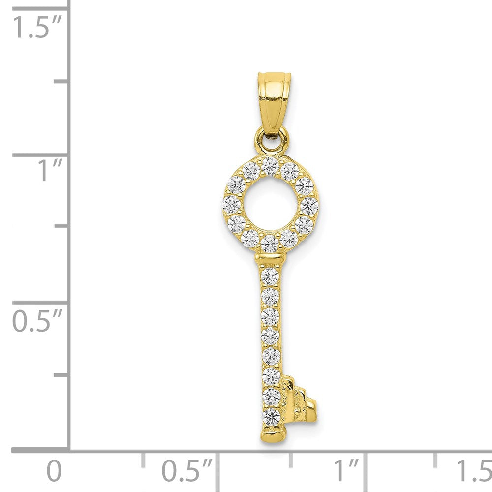 Million Charms 10K Yellow Gold Themed (Cubic Zirconia) CZ Key Pendant