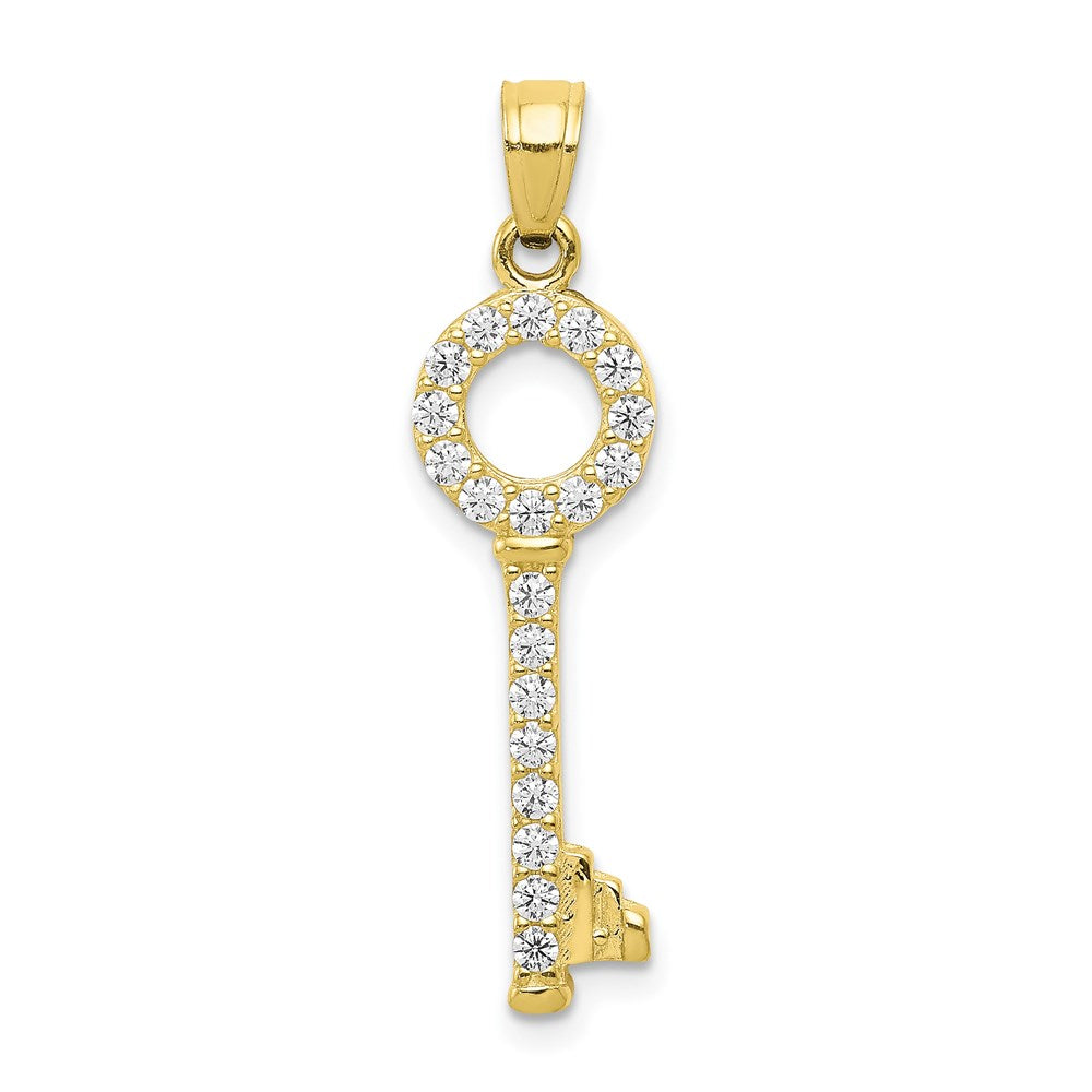 Million Charms 10K Yellow Gold Themed (Cubic Zirconia) CZ Key Pendant