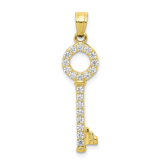 Million Charms 10K Yellow Gold Themed (Cubic Zirconia) CZ Key Pendant