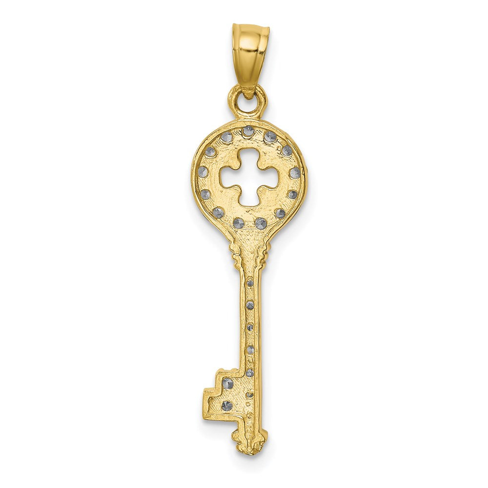 Million Charms 10K Yellow Gold Themed (Cubic Zirconia) CZ Key Pendant
