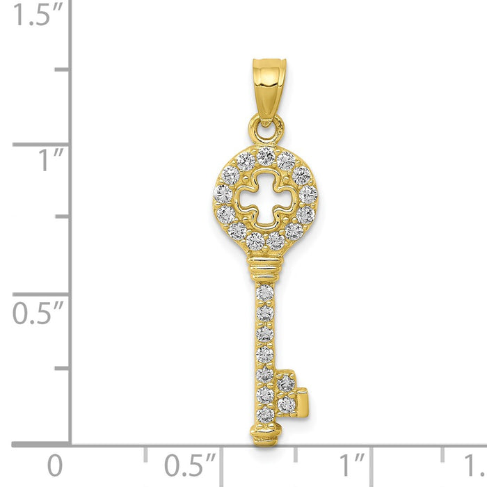 Million Charms 10K Yellow Gold Themed (Cubic Zirconia) CZ Key Pendant