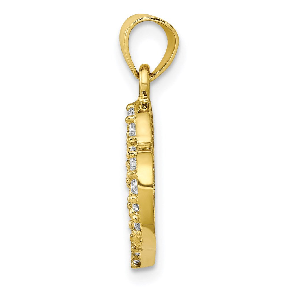 Million Charms 10K Yellow Gold Themed (Cubic Zirconia) CZ Double Heart Pendant