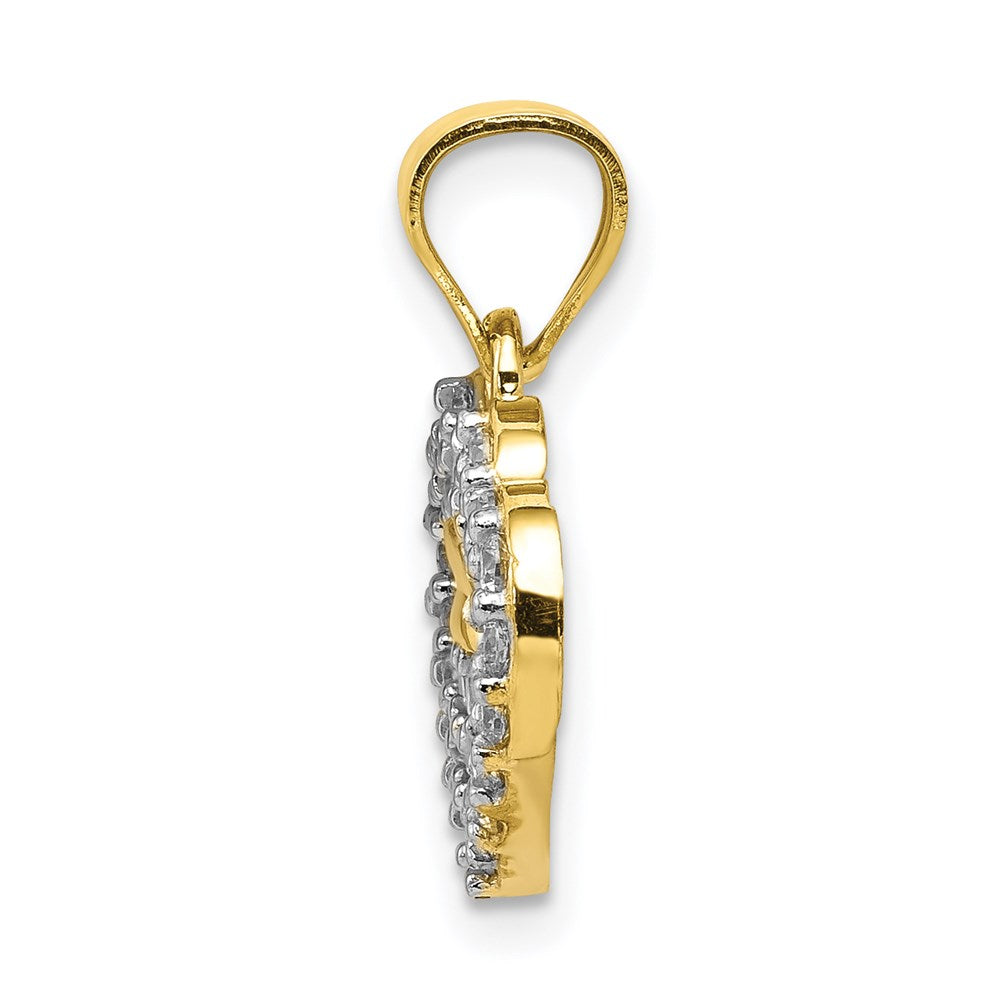 Million Charms 10K Yellow Gold Themed (Cubic Zirconia) CZ Double Heart Pendant