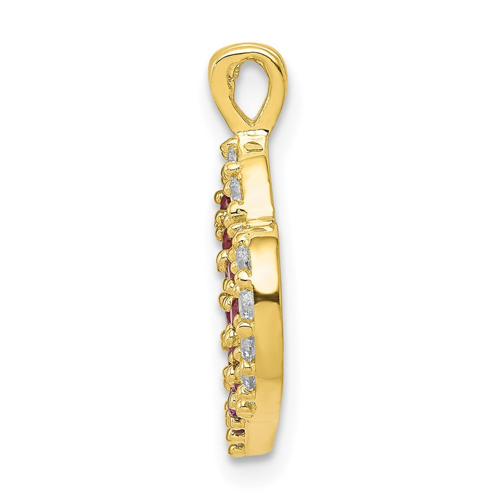 Million Charms 10K Yellow Gold Themed (Cubic Zirconia) CZ Double Heart Pendant