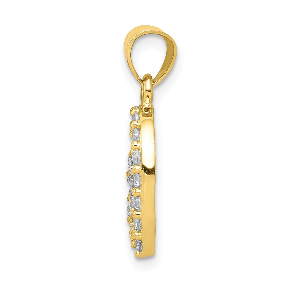 Million Charms 10K Yellow Gold Themed (Cubic Zirconia) CZ Heart & Flower Pendant