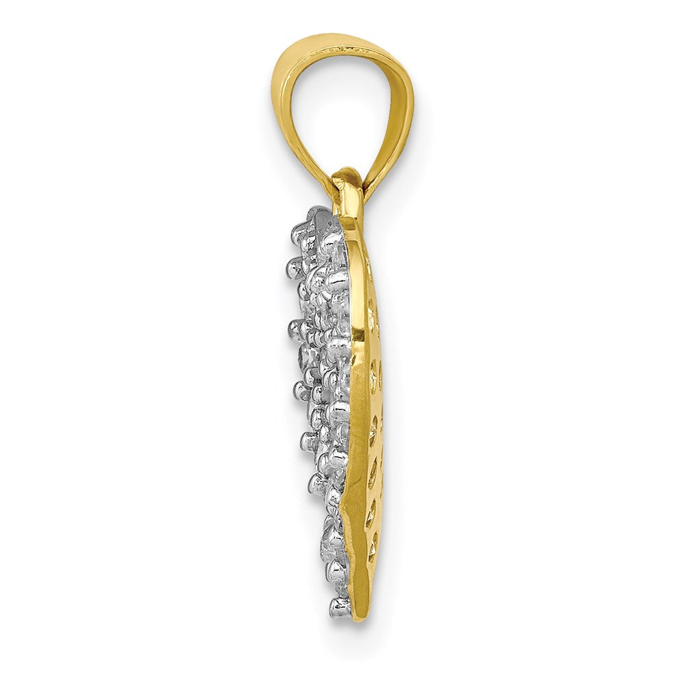 Million Charms 10K Yellow Gold Themed (Cubic Zirconia) CZ Cluster Heart Pendant