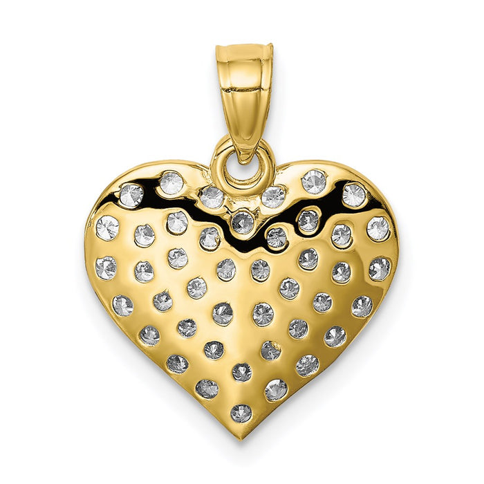 Million Charms 10K Yellow Gold Themed (Cubic Zirconia) CZ Cluster Heart Pendant