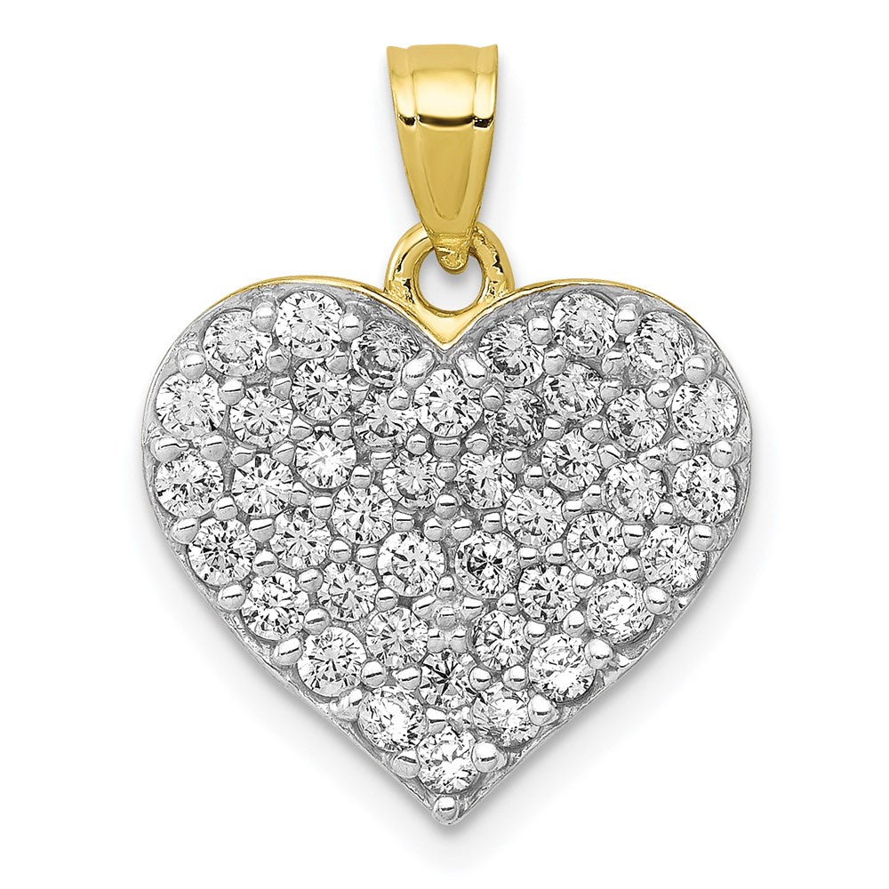 Million Charms 10K Yellow Gold Themed (Cubic Zirconia) CZ Cluster Heart Pendant