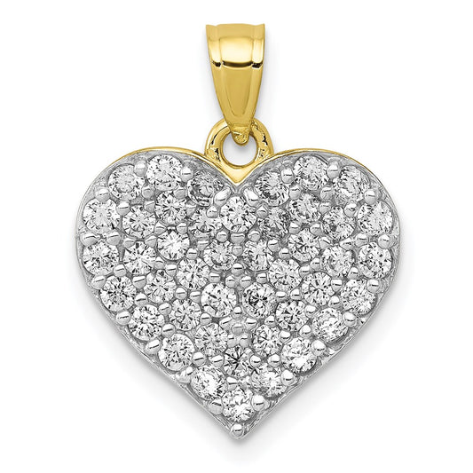 Million Charms 10K Yellow Gold Themed (Cubic Zirconia) CZ Cluster Heart Pendant