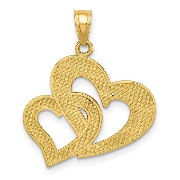 Million Charms 10K Yellow Gold Themed, Rhodium-plated Double Heart Pendant