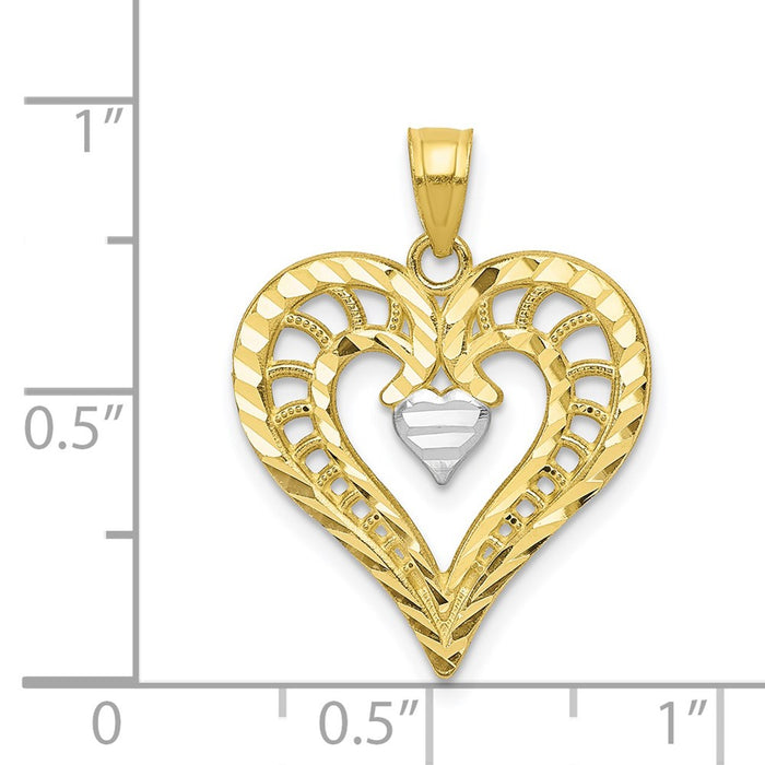 Million Charms 10K Yellow Gold Themed, Rhodium-plated Heart Pendant