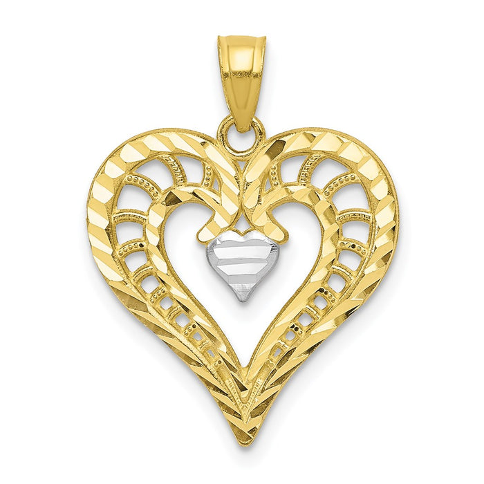 Million Charms 10K Yellow Gold Themed, Rhodium-plated Heart Pendant