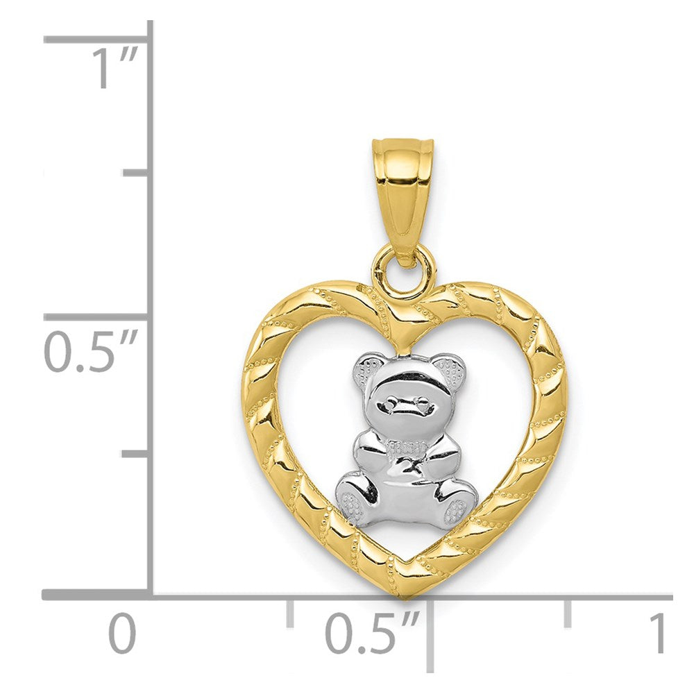 Million Charms 10K Yellow Gold Themed, Rhodium-plated Teddy Bear Heart Charm