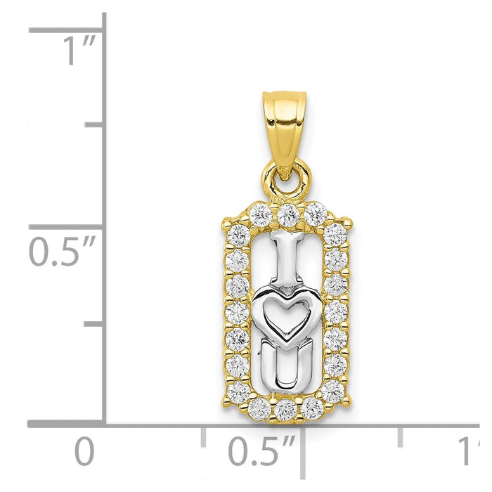 Million Charms 10K Yellow Gold Themed & Rhodium-plated (Cubic Zirconia) CZ I Love You Charm