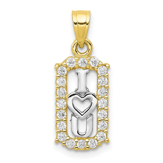 Million Charms 10K Yellow Gold Themed & Rhodium-plated (Cubic Zirconia) CZ I Love You Charm