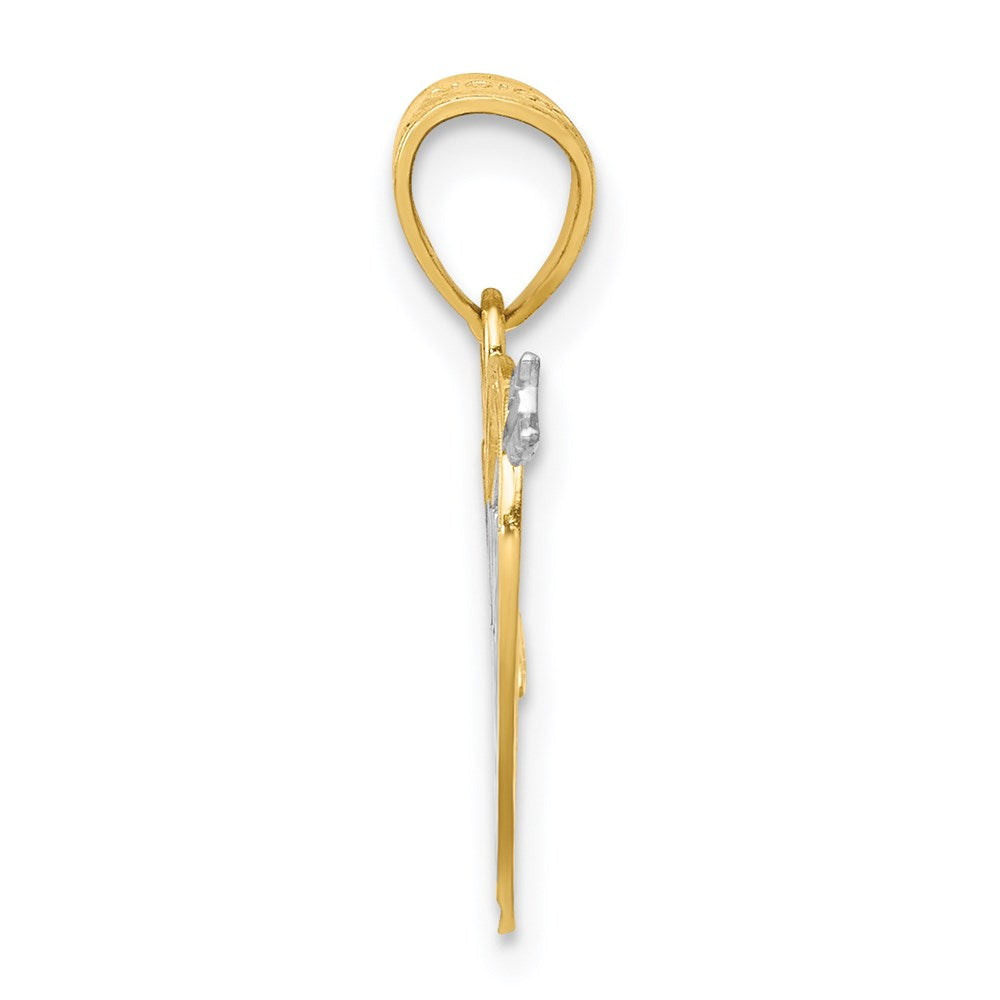 Million Charms 10K Yellow Gold Themed, Rhodium-plated I Love You Heart Charm
