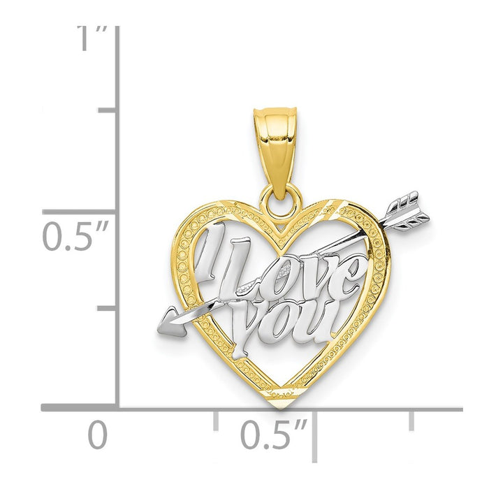 Million Charms 10K Yellow Gold Themed, Rhodium-plated I Love You Heart Charm