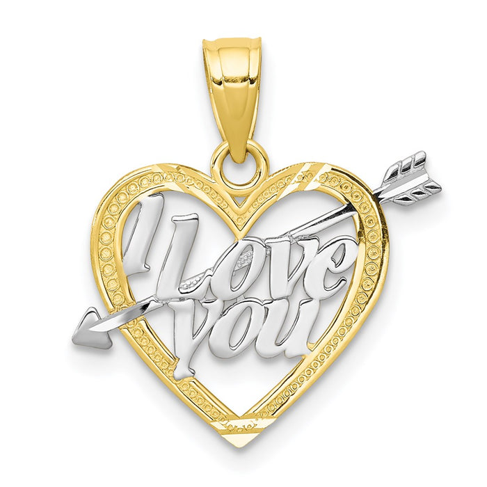 Million Charms 10K Yellow Gold Themed, Rhodium-plated I Love You Heart Charm