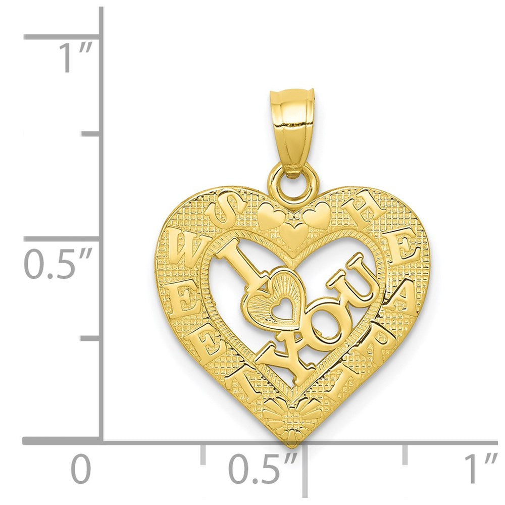 Million Charms 10K Yellow Gold Themed I Love You Heart Charm