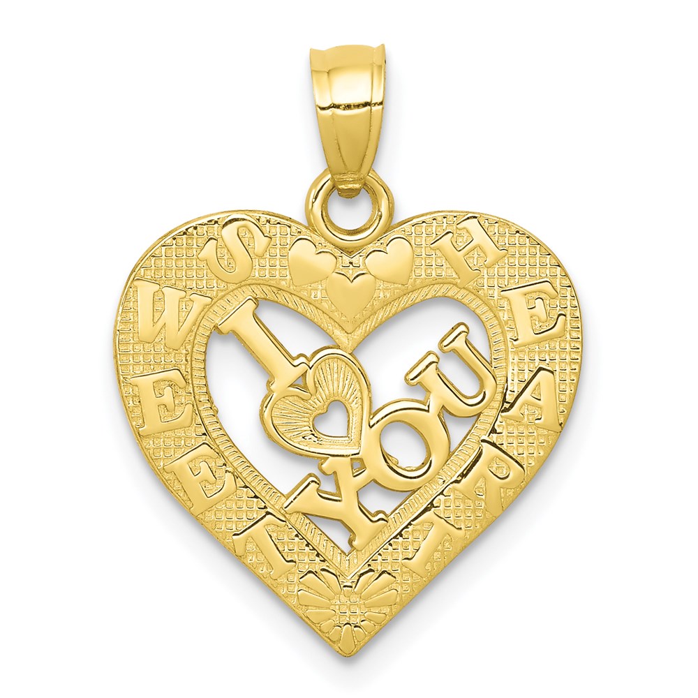 Million Charms 10K Yellow Gold Themed I Love You Heart Charm
