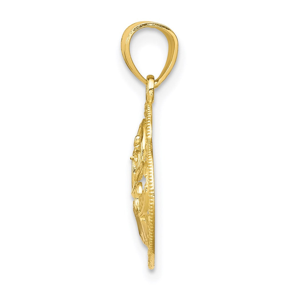 Million Charms 10K Yellow Gold Themed, Rhodium-plated Mom Heart Charm