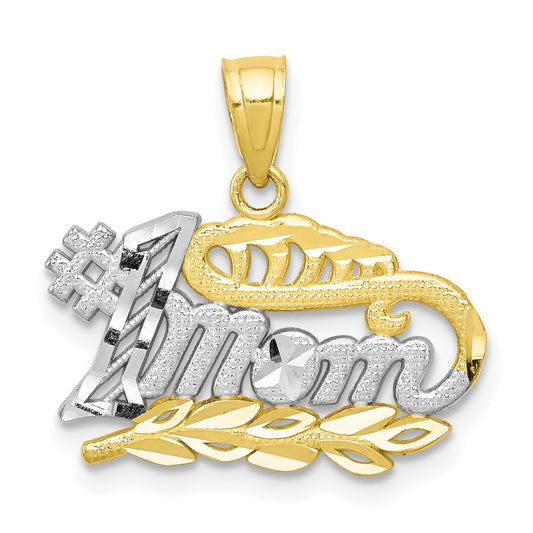 Million Charms 10K Yellow Gold Themed, Rhodium-plated #1 Mom Charm