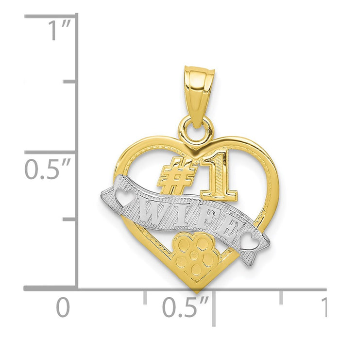 Million Charms 10K Yellow Gold Themed, Rhodium-plated #1 Wife Heart Charm