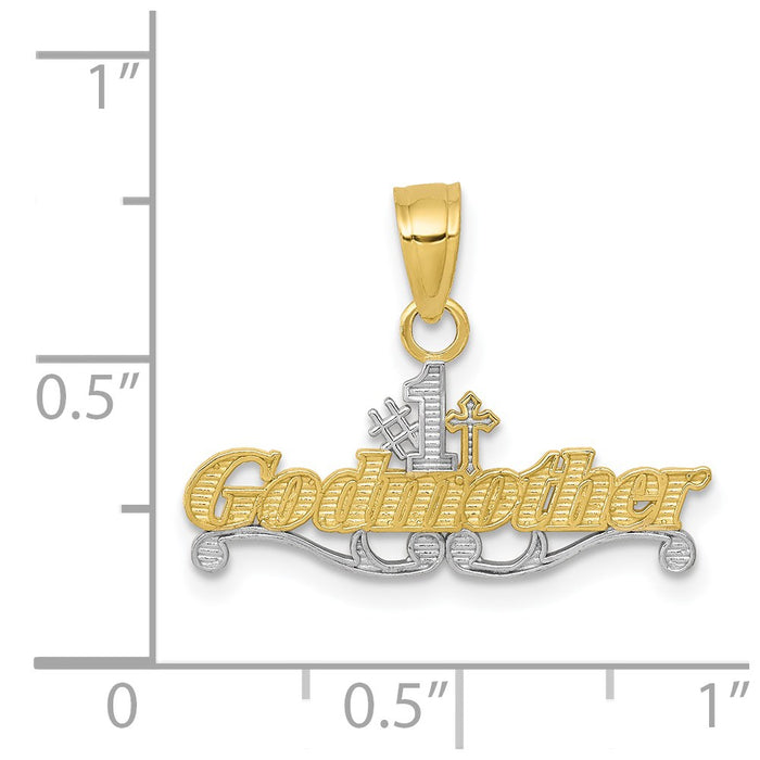 Million Charms 10K Yellow Gold Themed, Rhodium-plated #1 Godmother Charm