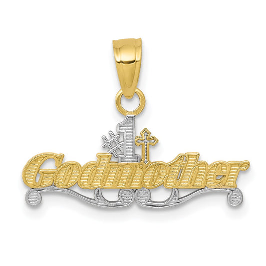 Million Charms 10K Yellow Gold Themed, Rhodium-plated #1 Godmother Charm