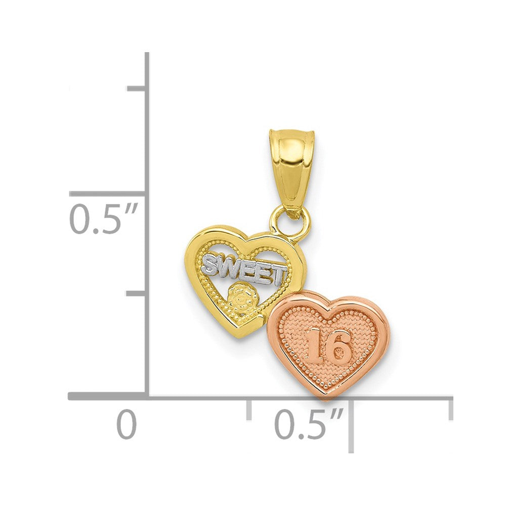 Million Charms 10K Two-Tone & White Rhodium-plated Small Sweet 16 Birthday Charm