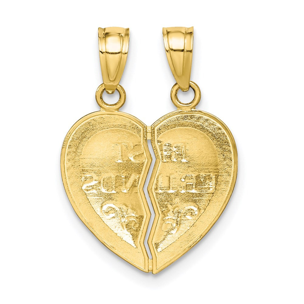 Million Charms 10K Yellow Gold Themed Best Friends Break-Apart Heart Charm