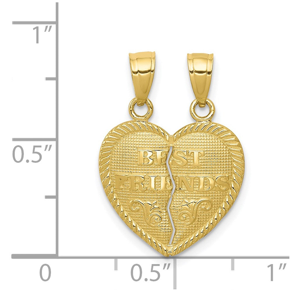 Million Charms 10K Yellow Gold Themed Best Friends Break-Apart Heart Charm