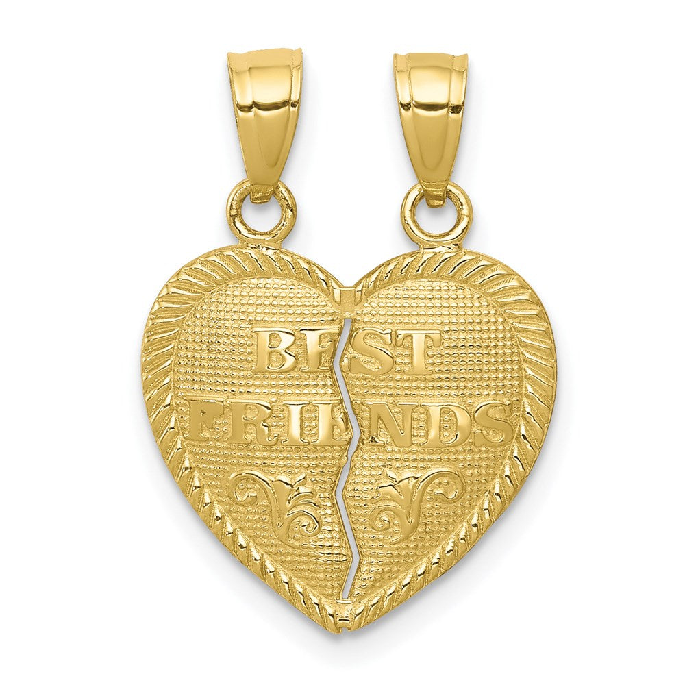 Million Charms 10K Yellow Gold Themed Best Friends Break-Apart Heart Charm
