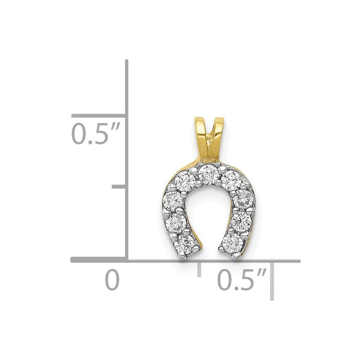 Million Charms 10K Yellow Gold Themed Small (Cubic Zirconia) CZ Horseshoe Charm