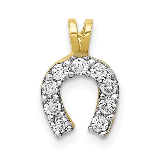 Million Charms 10K Yellow Gold Themed Small (Cubic Zirconia) CZ Horseshoe Charm
