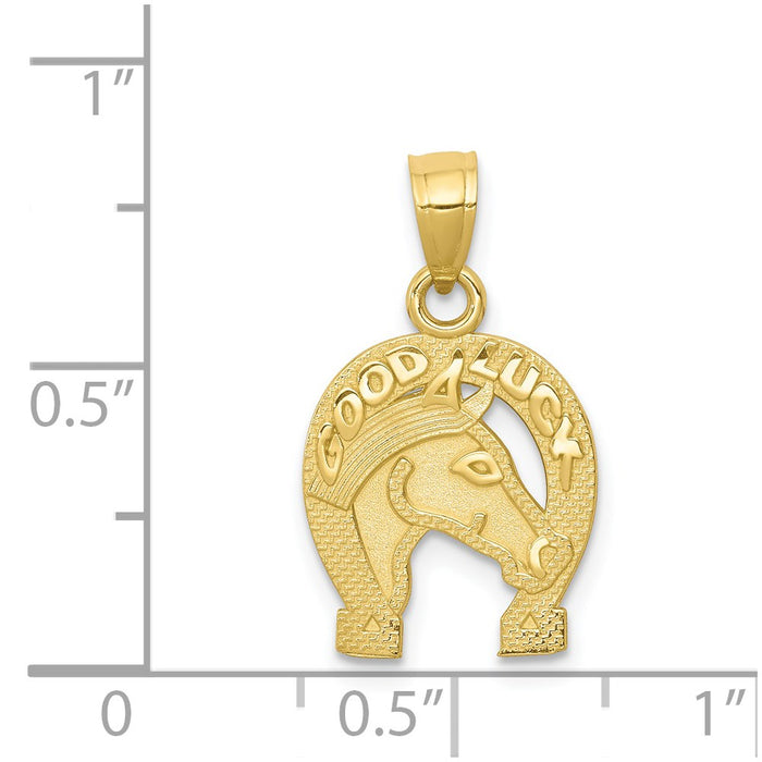 Million Charms 10K Yellow Gold Themed Good Luck Horseshoe With Horse Charm