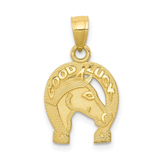 Million Charms 10K Yellow Gold Themed Good Luck Horseshoe With Horse Charm