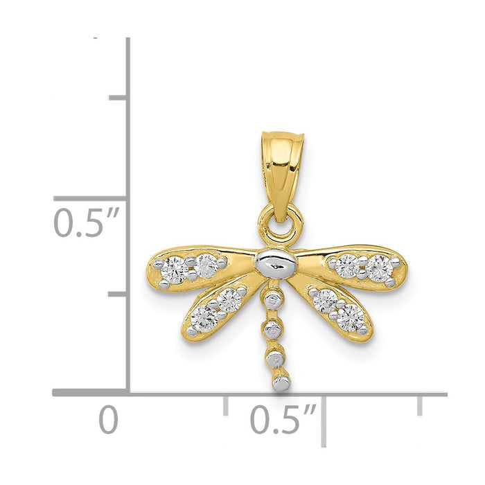 Million Charms 10K Yellow Gold Themed & Rhodium-plated (Cubic Zirconia) CZ Dragonfly Charm