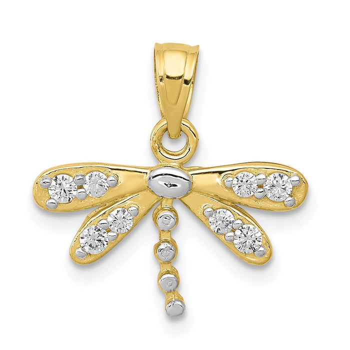 Million Charms 10K Yellow Gold Themed & Rhodium-plated (Cubic Zirconia) CZ Dragonfly Charm