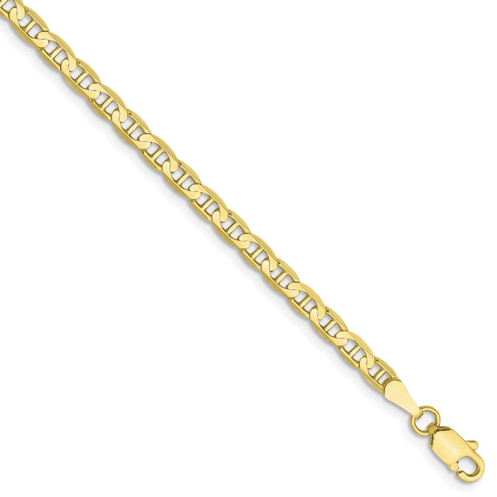 Million Charms 10k Yellow Gold 3mm Concave Anchor Chain, Chain Length: 7 inches