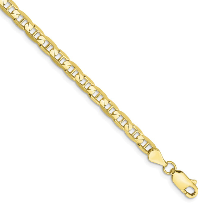 Million Charms 10k Yellow Gold 3.75mm Concave Anchor Chain, Chain Length: 7 inches