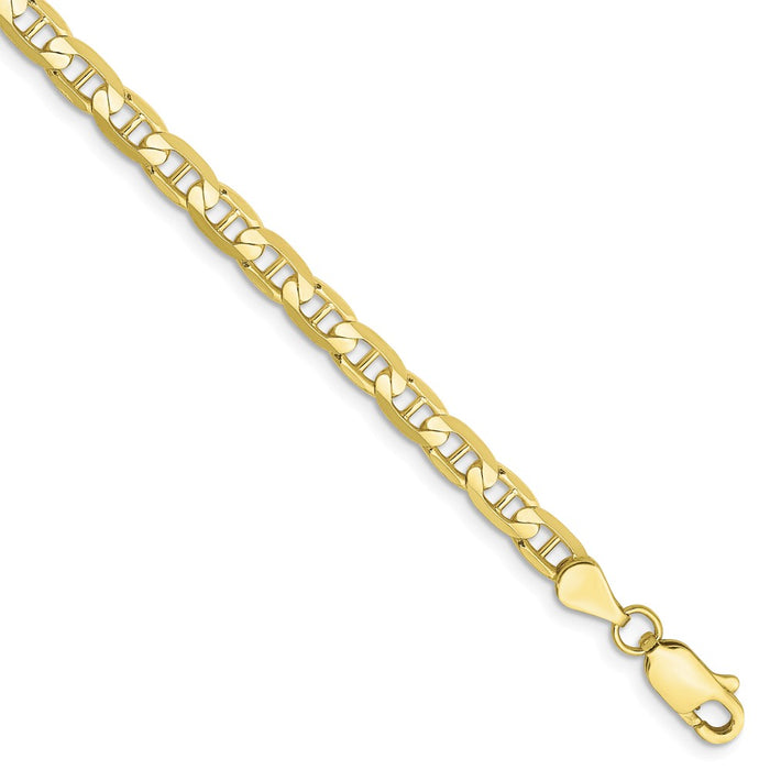 Million Charms 10k Yellow Gold 3.75mm Concave Anchor Chain, Chain Length: 8 inches